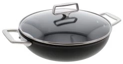 Cristel Castel'Pro Hapjespan Met Anti-aanbaklaag En Glasdeksel Met Twee Zijgrepen ø 28 Cm Aluminium Zwart