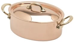 Mauviel M'150B Ovale Braadpan Met Deksel ø 30 Cm Koper Bronzen Greep