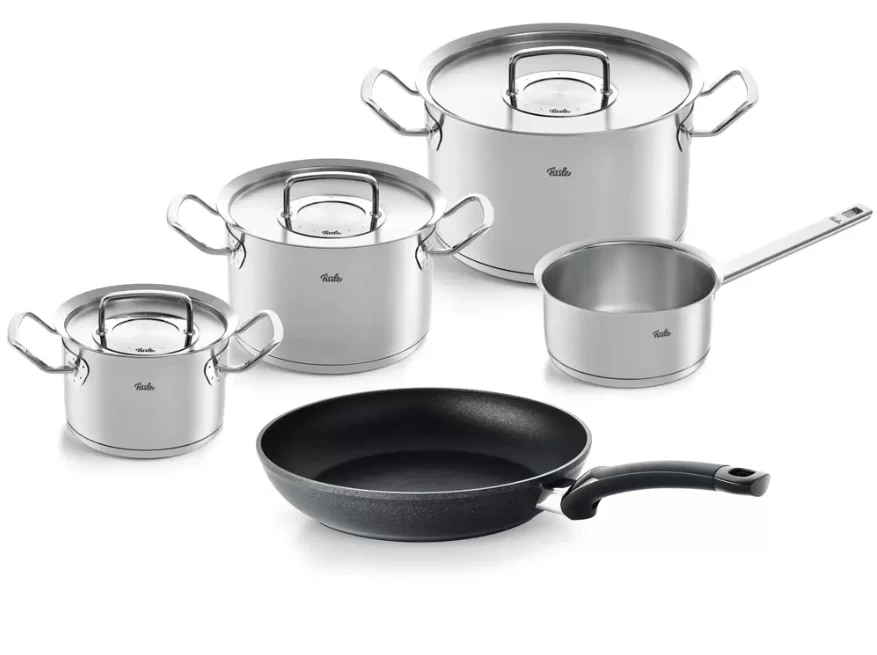 Fissler Original Profi Pannenset Met Rvs Deksels En Levital Koekenpan 5-delig 1 Fissler Original Profi Pannenset Met Rvs Deksels En Levital Koekenpan 5-delig