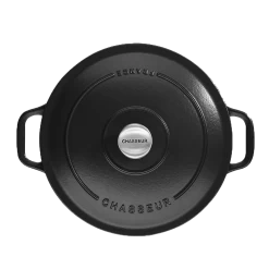Chasseur Braadpan 4 Liter ø 24 Cm Gietijzer Mat Zwart -Keuken Pot Winkel round casserole black01